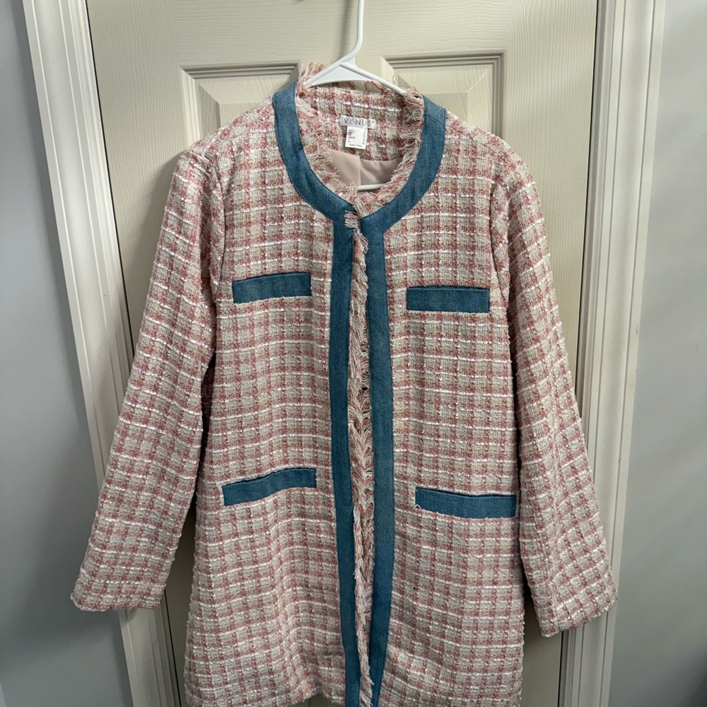 Venus Chic Pink and Blue Tweed Coat